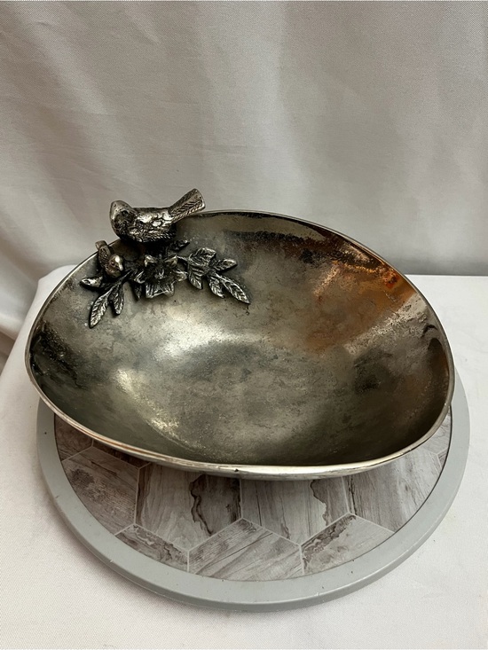 Source Unknown Other - Vintage Silver Tone Bird & Floral Decorative Bowl Centerpiece 11”